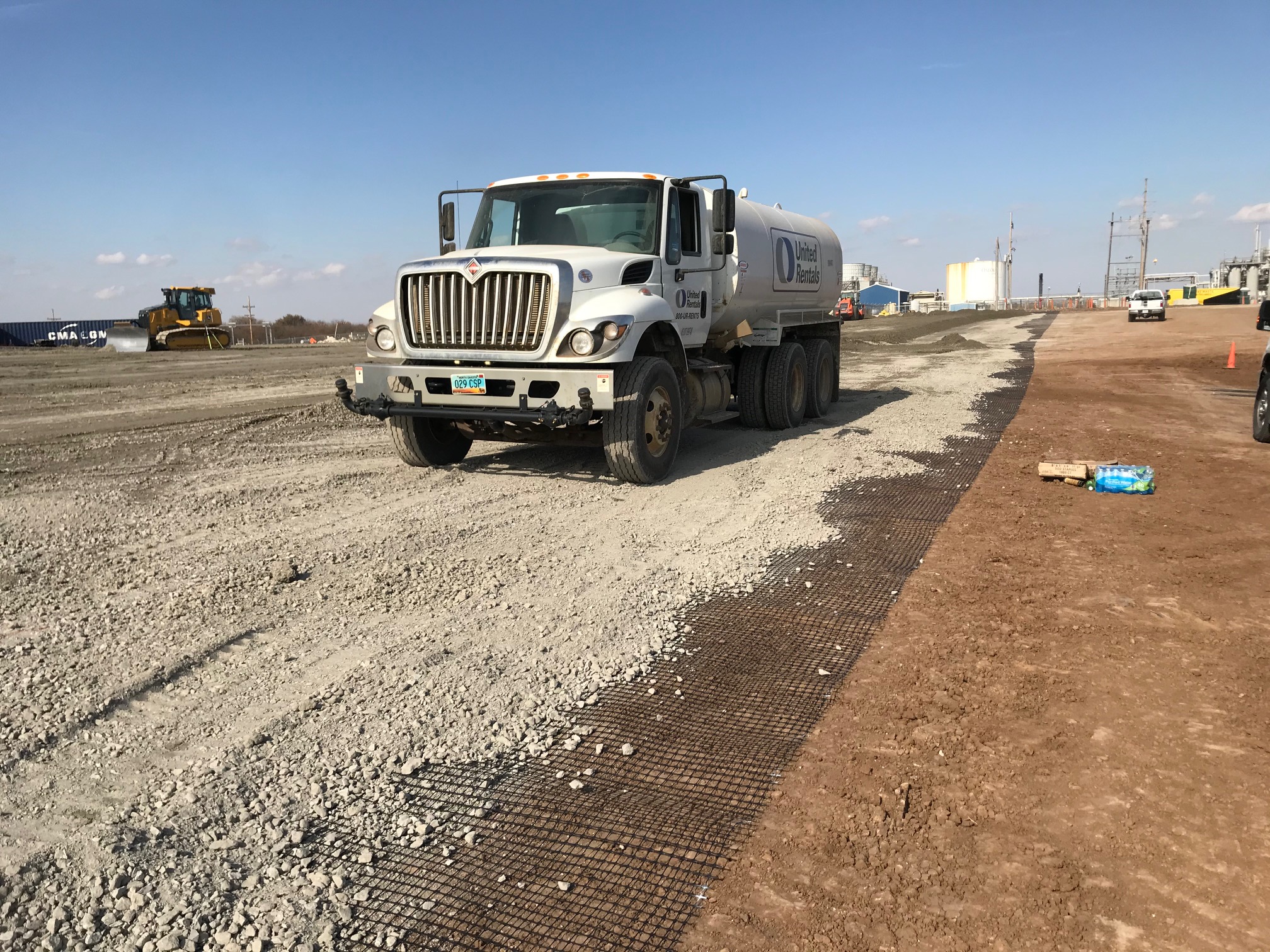 truck on geosynthetic products