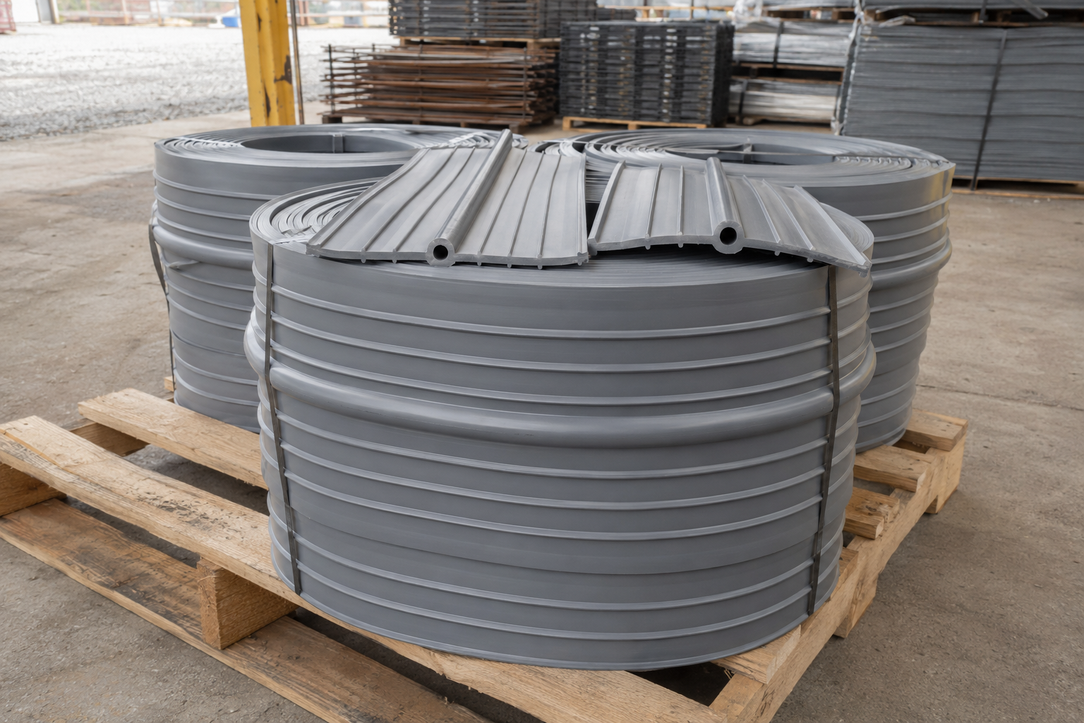 Waterstop materials organized for delivery from a nationwide construction supplier.